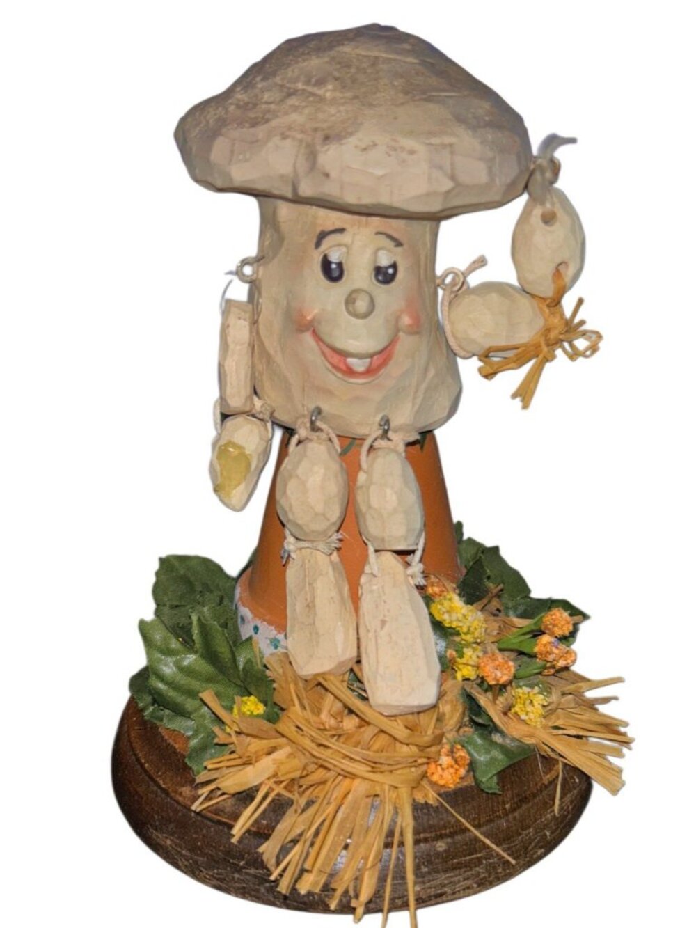 Anthopomorphic Shelf Sitting Mushroom Figurine Vintage Home Decor